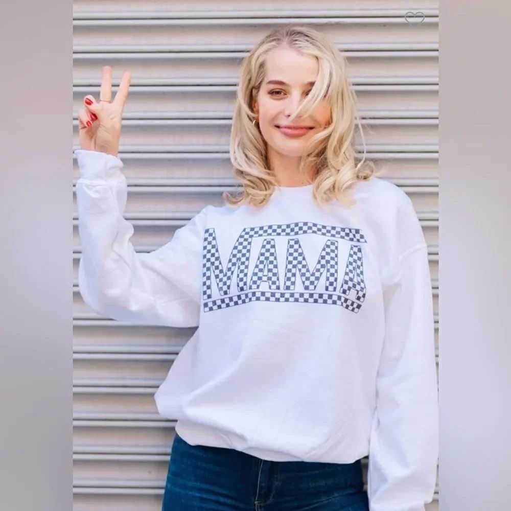 019. BABY PINK CHECK MAMA SWEATSHIRT - Picture 5 of 5